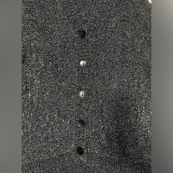 Jones New York Womens Large Black/White Button Up Open Knit Cardigan Sweater - Picture 2 of 9